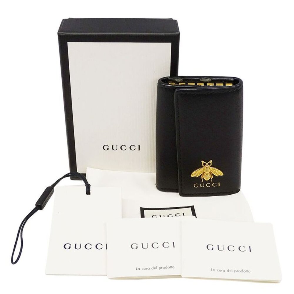 ★SOLD★ Gucci Key Case Animalier Leather Black 6 - Picture 5 of 11